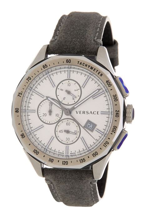 versace men's glaze chronograph leather strap watch 44mm|Versace Master Chronograph Leather Strap Watch, 44mm.